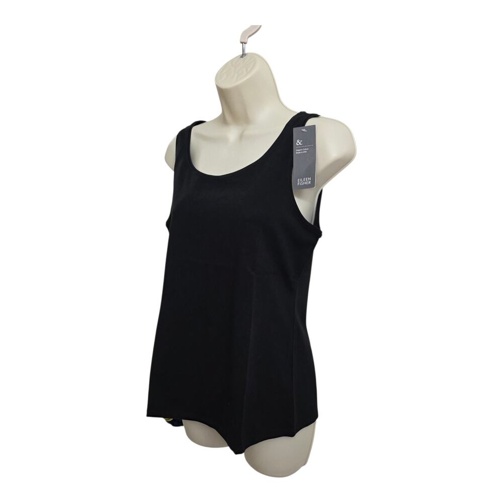 New Eileen Fisher Black Scoop Neck Organic Cotton Tank Top Blouse Size Small - Picture 2 of 7